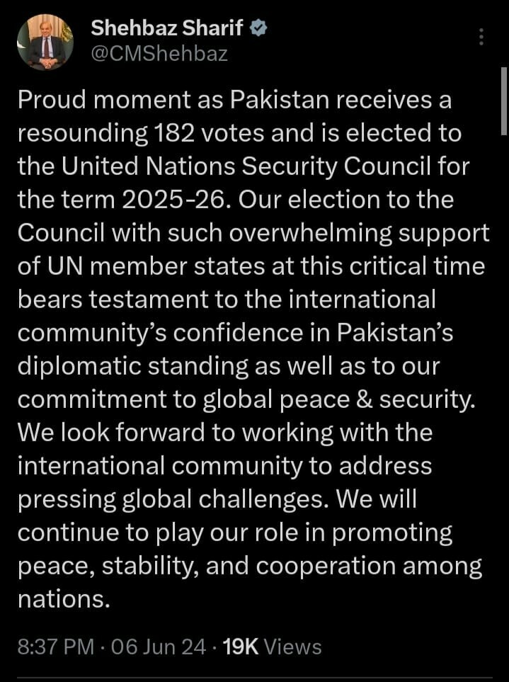 ‘Proud moment’: Pakistan elected non-permanent member of UNSC for 2025-26