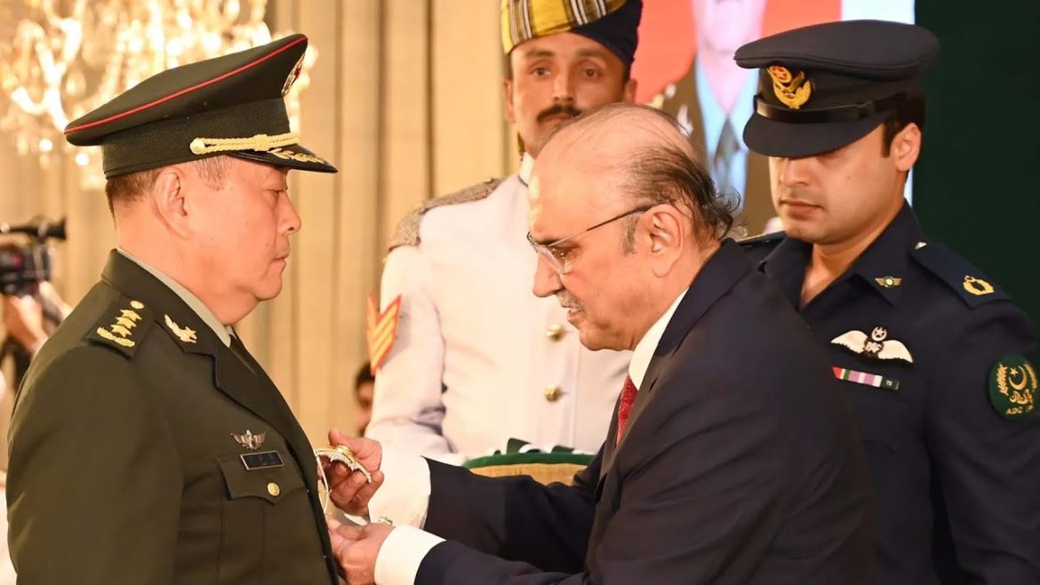 President Zardari confers Nishan-e-Imtiaz upon General Li Qiaoming